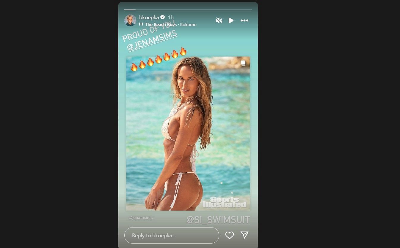 Brooks Koepka's story congratulating his wife Jena Sims - Source: via @bkoepka on Instagram